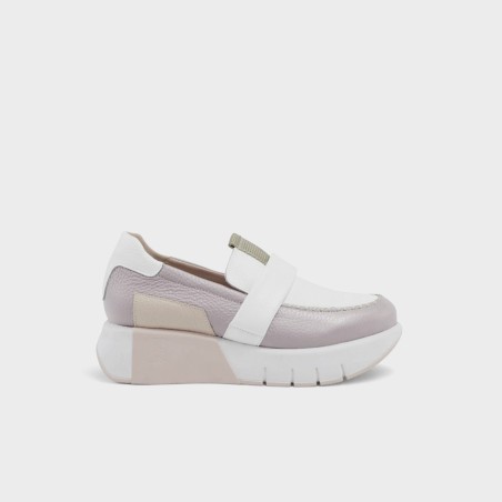 Mocasín Davinia - Piel bogota malva-blanco-rosa