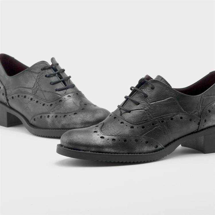 Zapato Oxford Amazona en piel fantasía negro