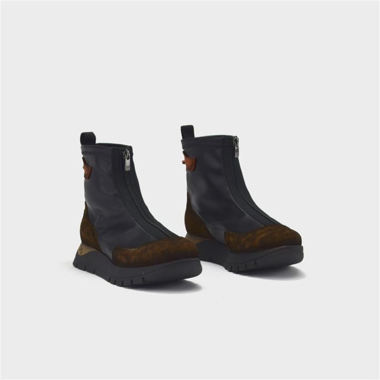 Botín Belén - Piel leopardo con lycra negro 2