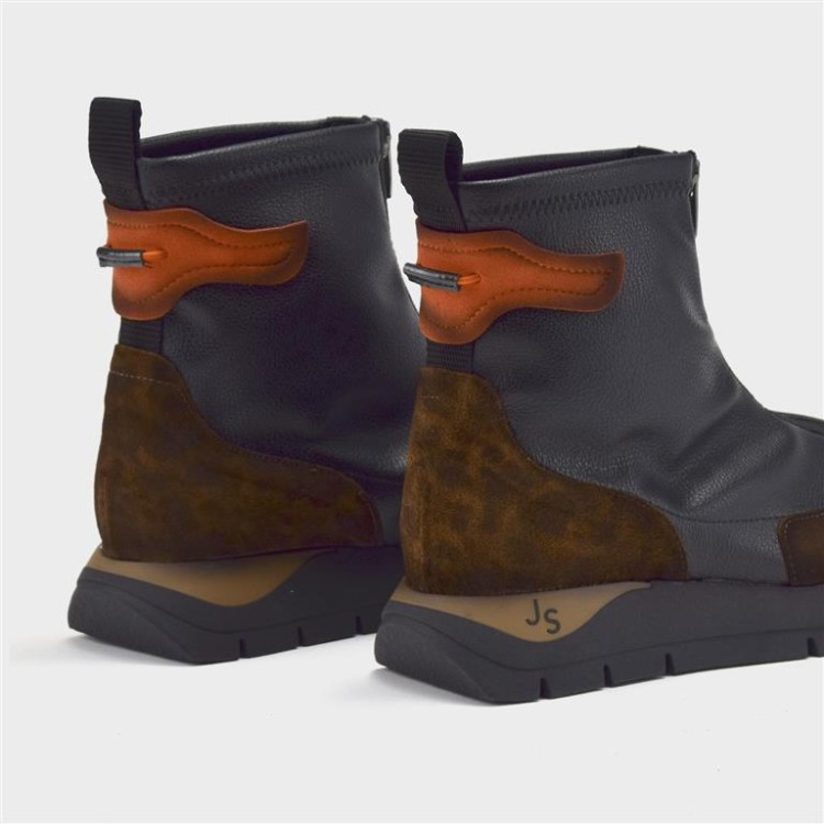 Botín Belén - Piel leopardo con lycra negro 4