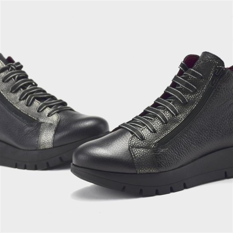 Botín Belén - Piel con metal negro-acero 3