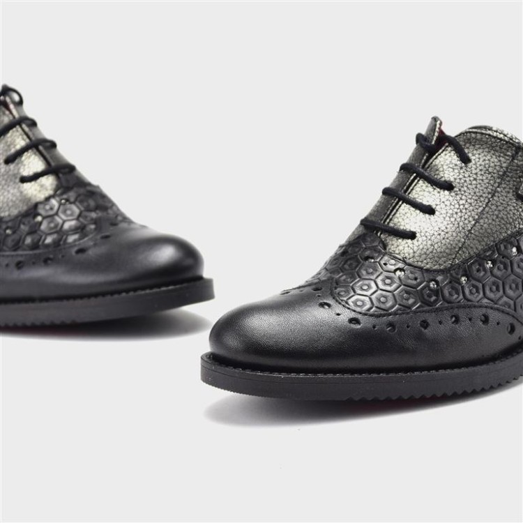 Zapato Amazona - Piel y fantasía negro-acero 3