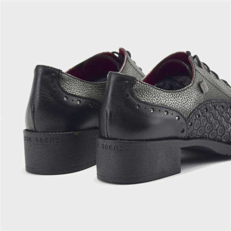 Zapato Amazona - Piel y fantasía negro-acero 4