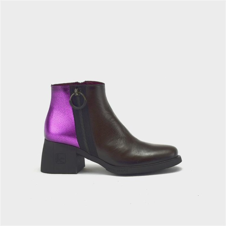 Botín Candela - Piel con metalizado moro-orquídea 1