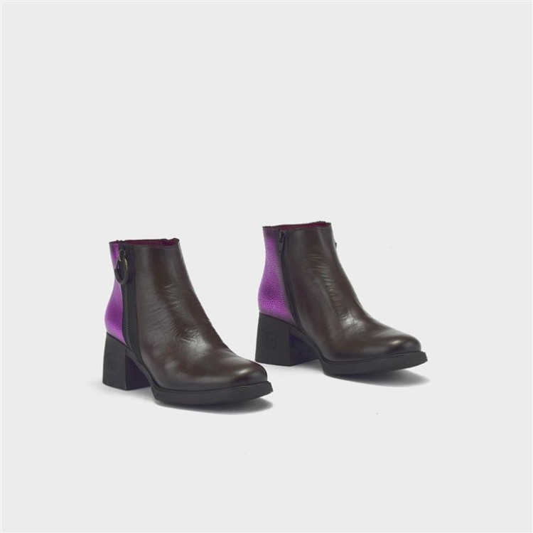 Botín Candela - Piel con metalizado moro-orquídea 2