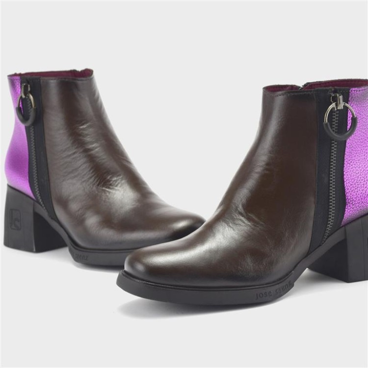 Botín Candela - Piel con metalizado moro-orquídea 3