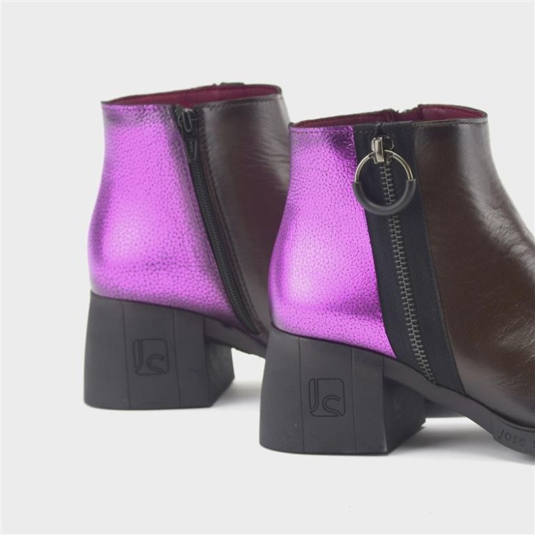 Botín Candela - Piel con metalizado moro-orquídea 4