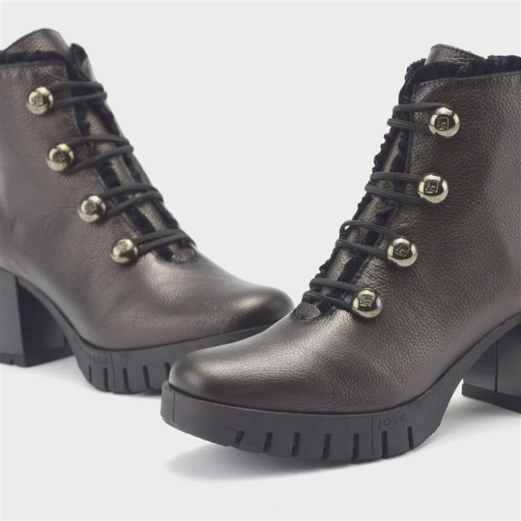 Botín Leonor - Piel metalizada marrón 3