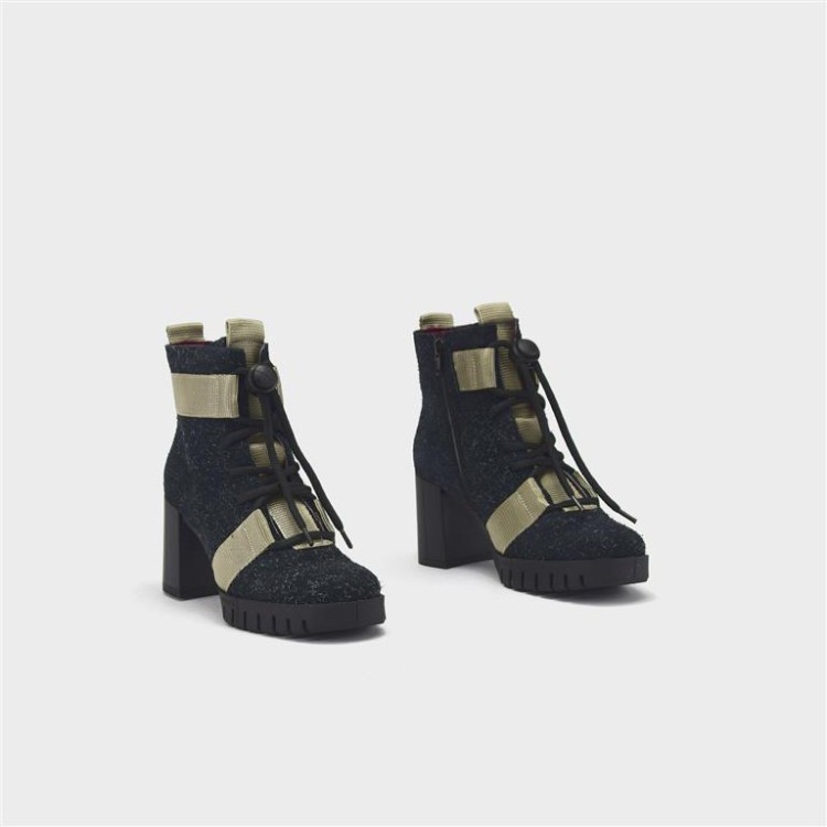 Botín Luz - Velur desgastado negro-taupe 2