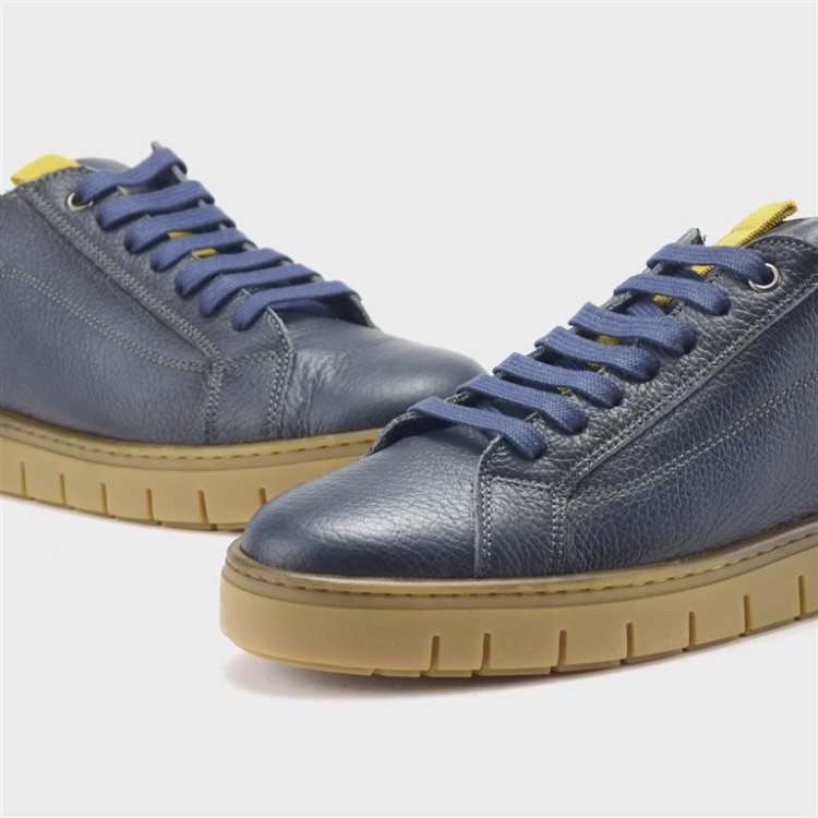 Sneaker David - Piel y afelpado navy 4