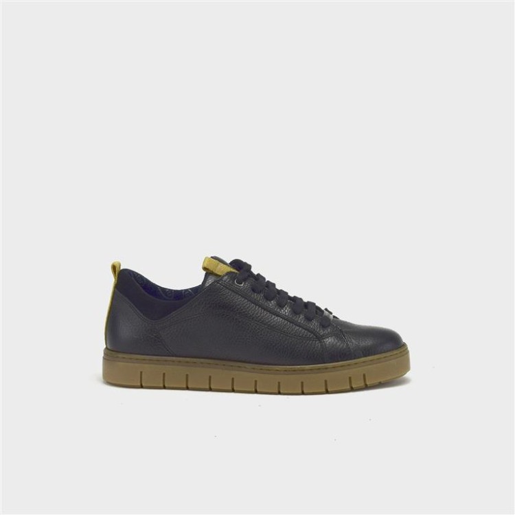 Sneaker David - Piel y afelpado negro 1