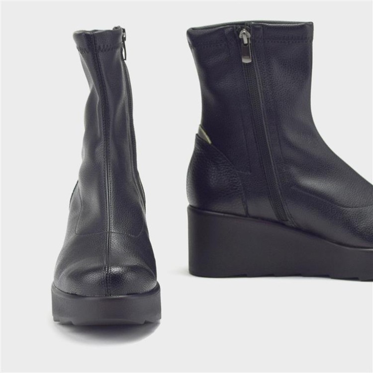 Botín Nieves - Lycra y detalles piel negro-beige 4