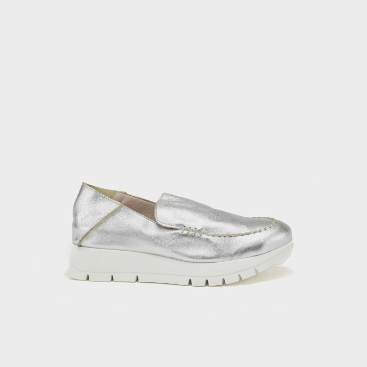 Mocasín Belén - Napa metal plata 1