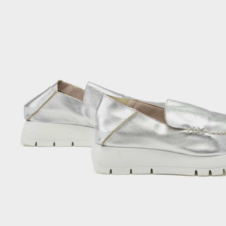Mocasín Belén - Napa metal plata 3