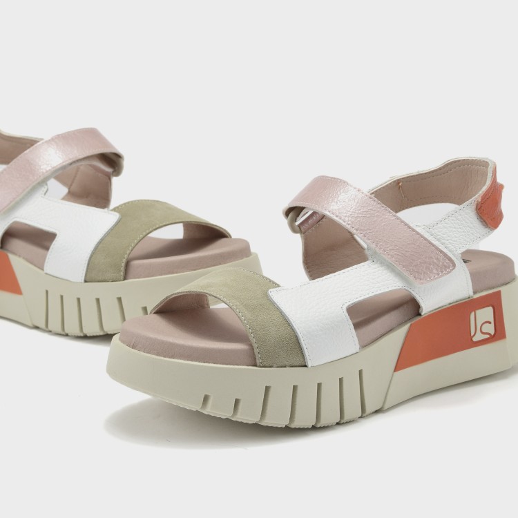 Sandalia Manuela - Ante y piel multicolor arena 3