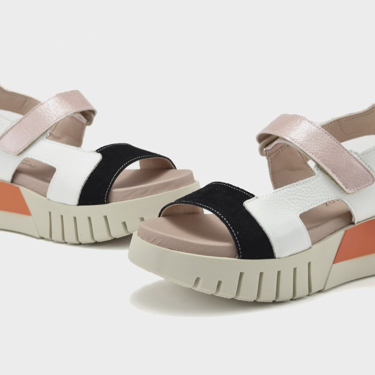 Sandalia Manuela - Ante y piel multicolor negro 3