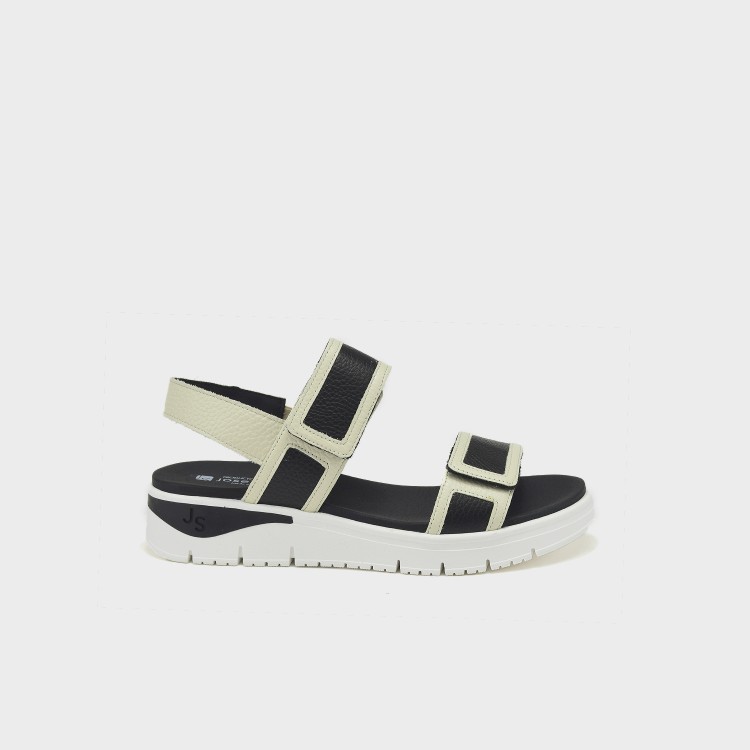 Sandalia Olivia - Piel bicolor hielo-negro 1