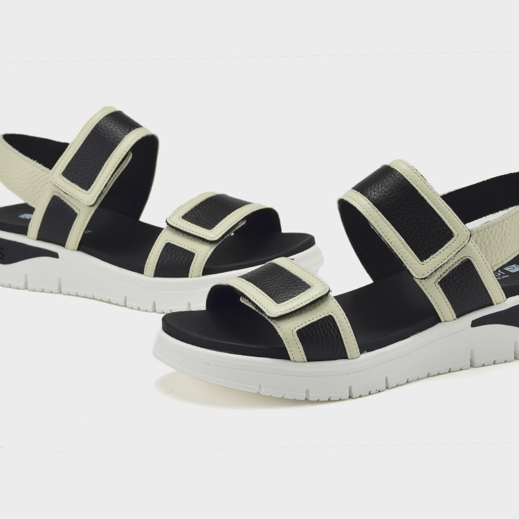Sandalia Olivia - Piel bicolor hielo-negro 3