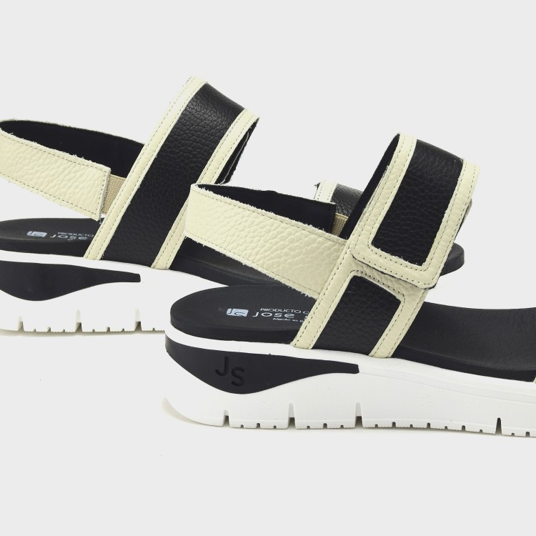 Sandalia Olivia - Piel bicolor hielo-negro 4