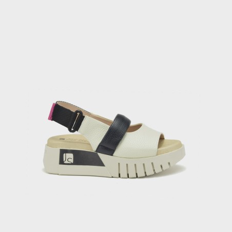 Sandalia Manuela - Piel bicolor hielo-negro 1