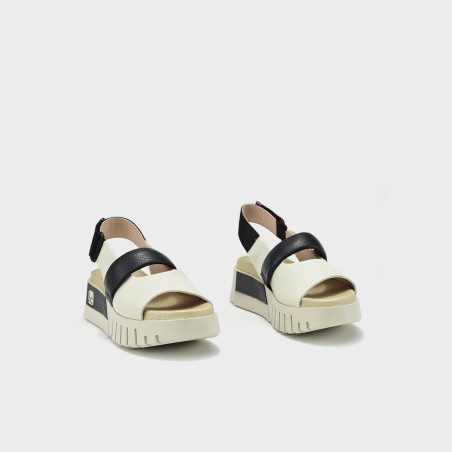 Sandalia Manuela - Piel bicolor hielo-negro 2