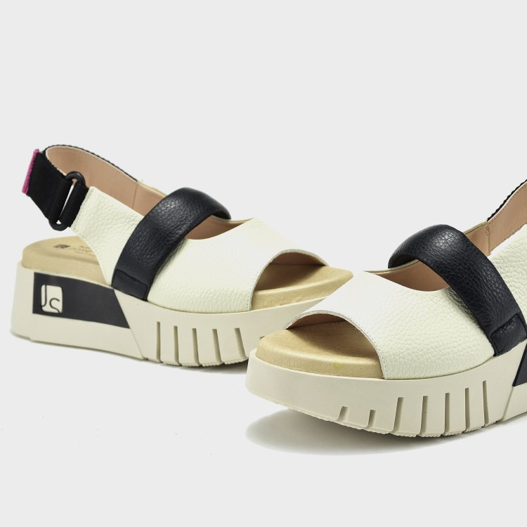 Sandalia Manuela - Piel bicolor hielo-negro 3