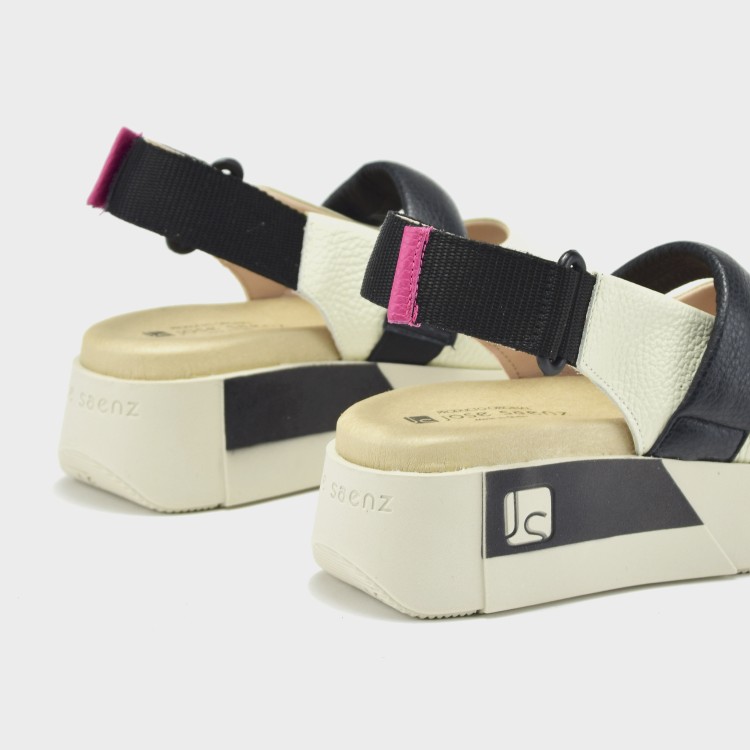 Sandalia Manuela - Piel bicolor hielo-negro 4