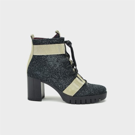 Botín Luz - Piel velur peludo con cordura beige 1