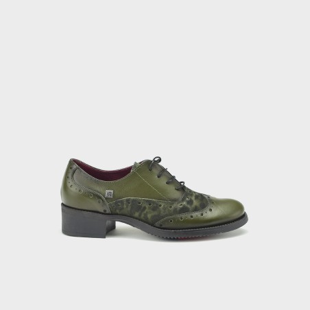 Zapato Amazona - Piel kaki y velur estampado leo 1