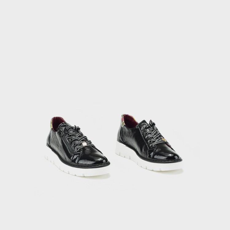 Zapato Eva - Piel charol negro y lunares multi 2