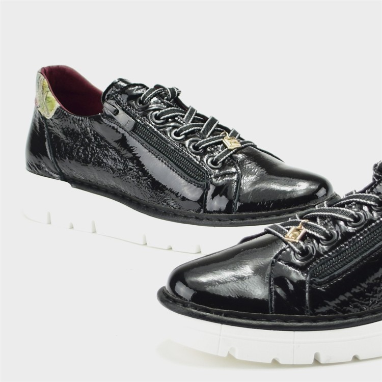 Zapato Eva - Piel charol negro y lunares multi 4